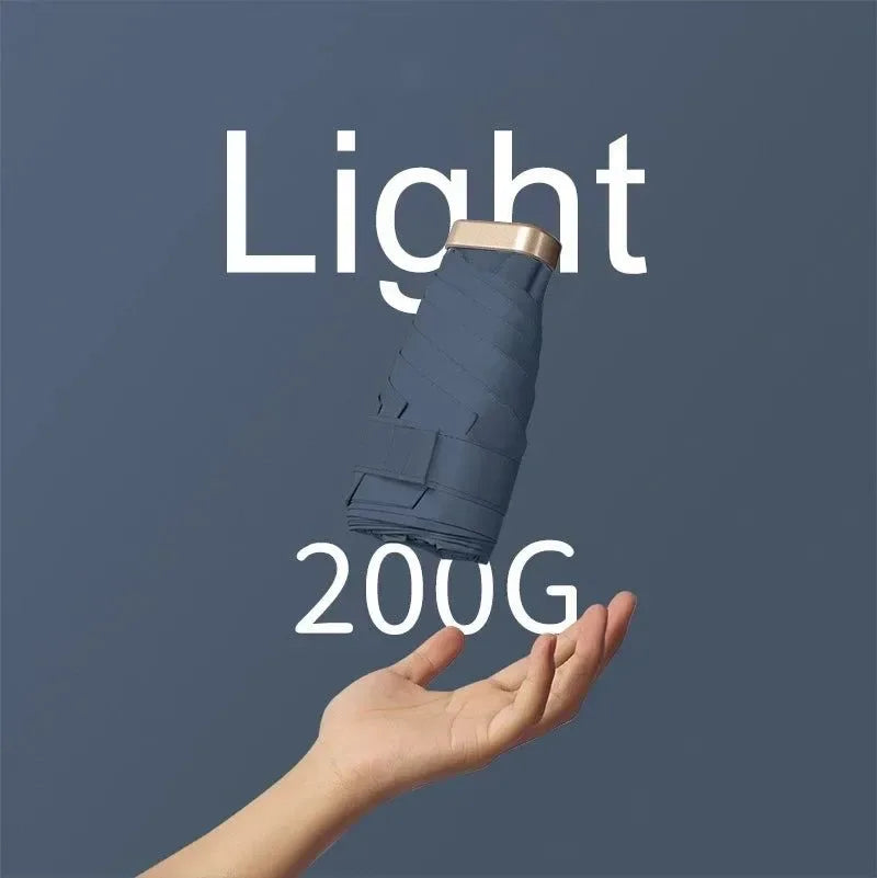 Mini Pocket Umbrella - Ultralight 6-Rib Folding Parasol, UV Protection, Portable for Rain and Sun - Trekker Essentials