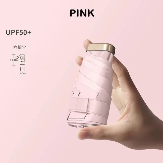 Mini Pocket Umbrella - Ultralight 6-Rib Folding Parasol, UV Protection, Portable for Rain and Sun - Trekker Essentials