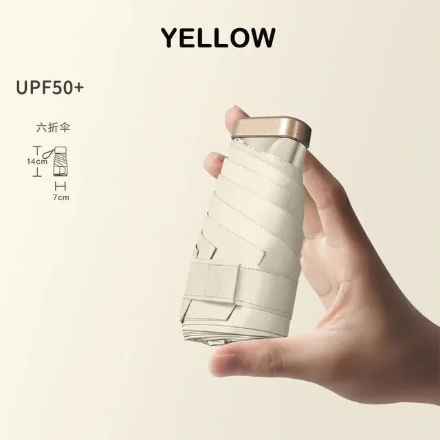 Mini Pocket Umbrella - Ultralight 6-Rib Folding Parasol, UV Protection, Portable for Rain and Sun - Trekker Essentials