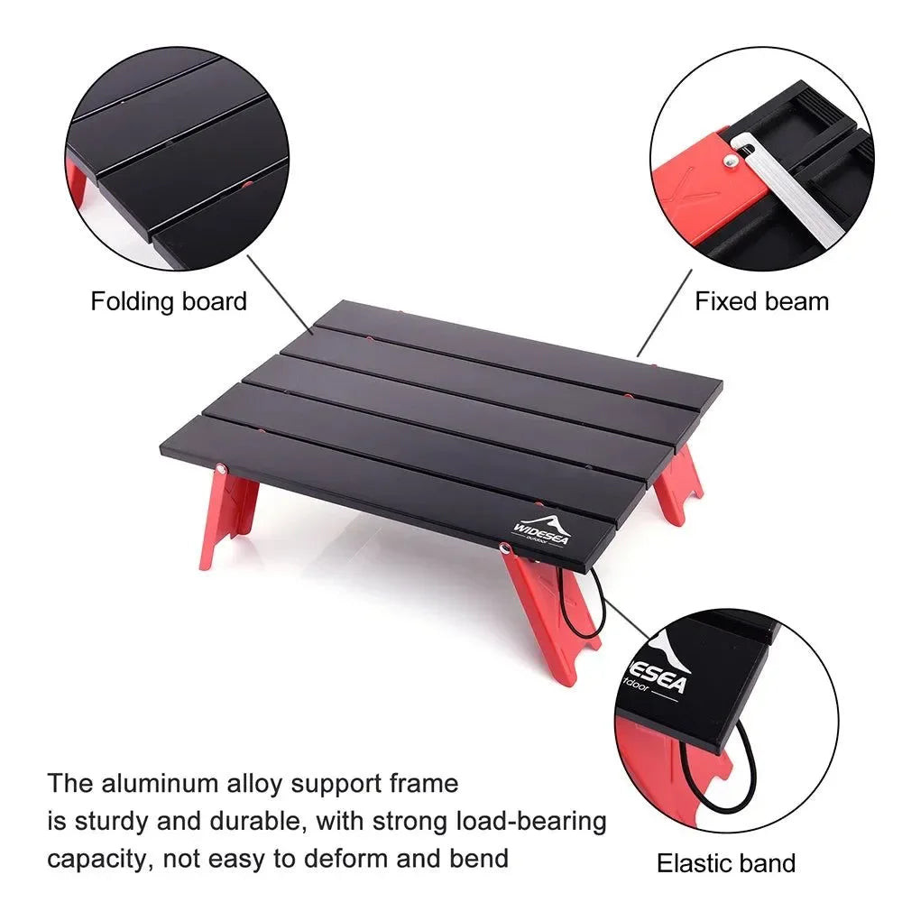 Mini Portable Foldable Camping Table - Ultra Light Table for Outdoor Picnic, Barbecue, Tours, and Bed Desk - Trekker Essentials