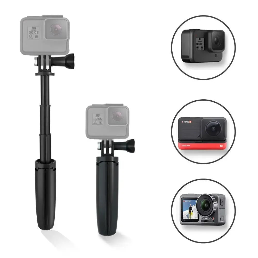 Mini Retractable Selfie Stick Tripod for GoPro/Insta360/DJI Action Cams - Trekker Essentials