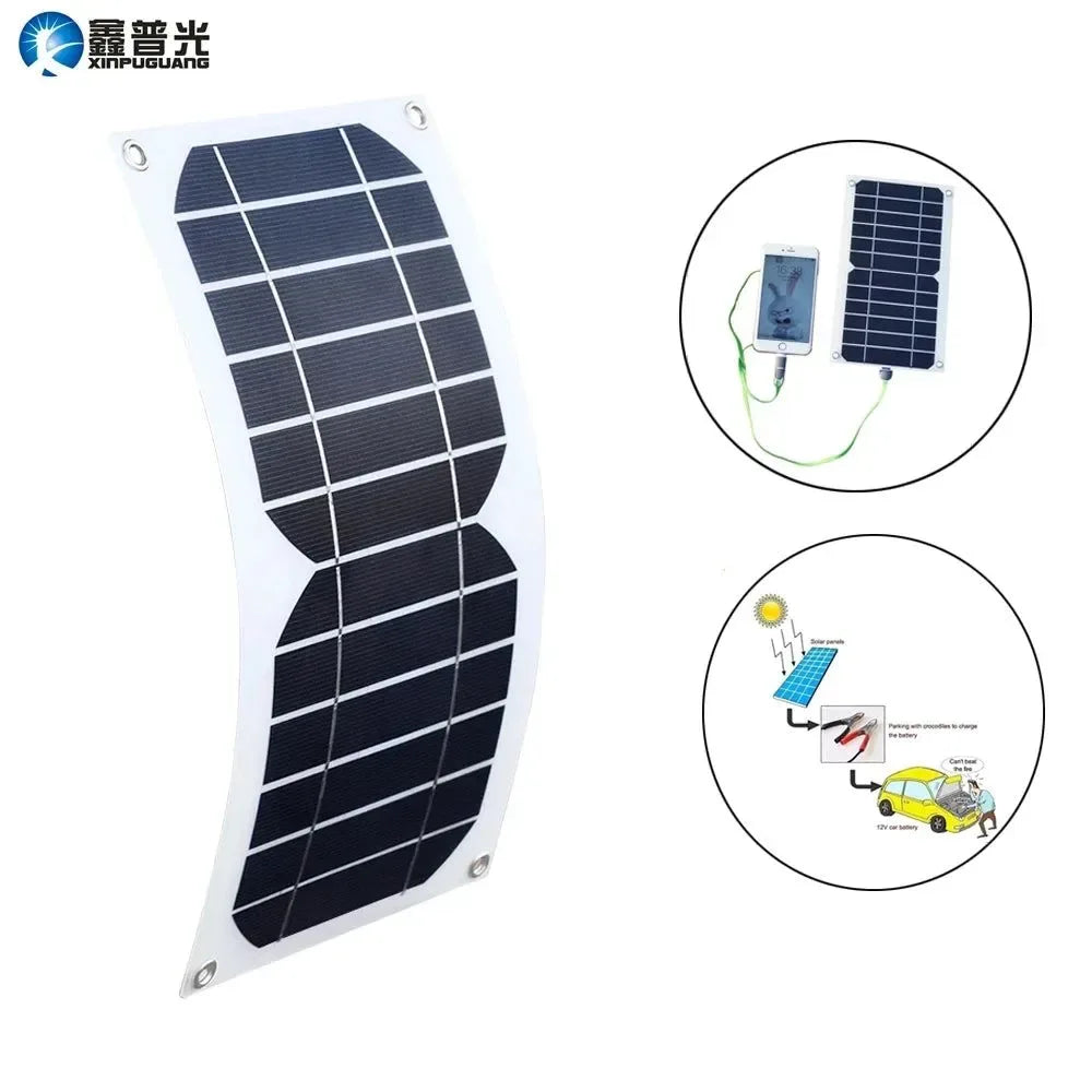 Mini Solar Panel 5W 6V/12V with USB Output - Waterproof Solar Cell for Phone Charging, Power Banks, and Outdoor Activities - Trekker Essentials