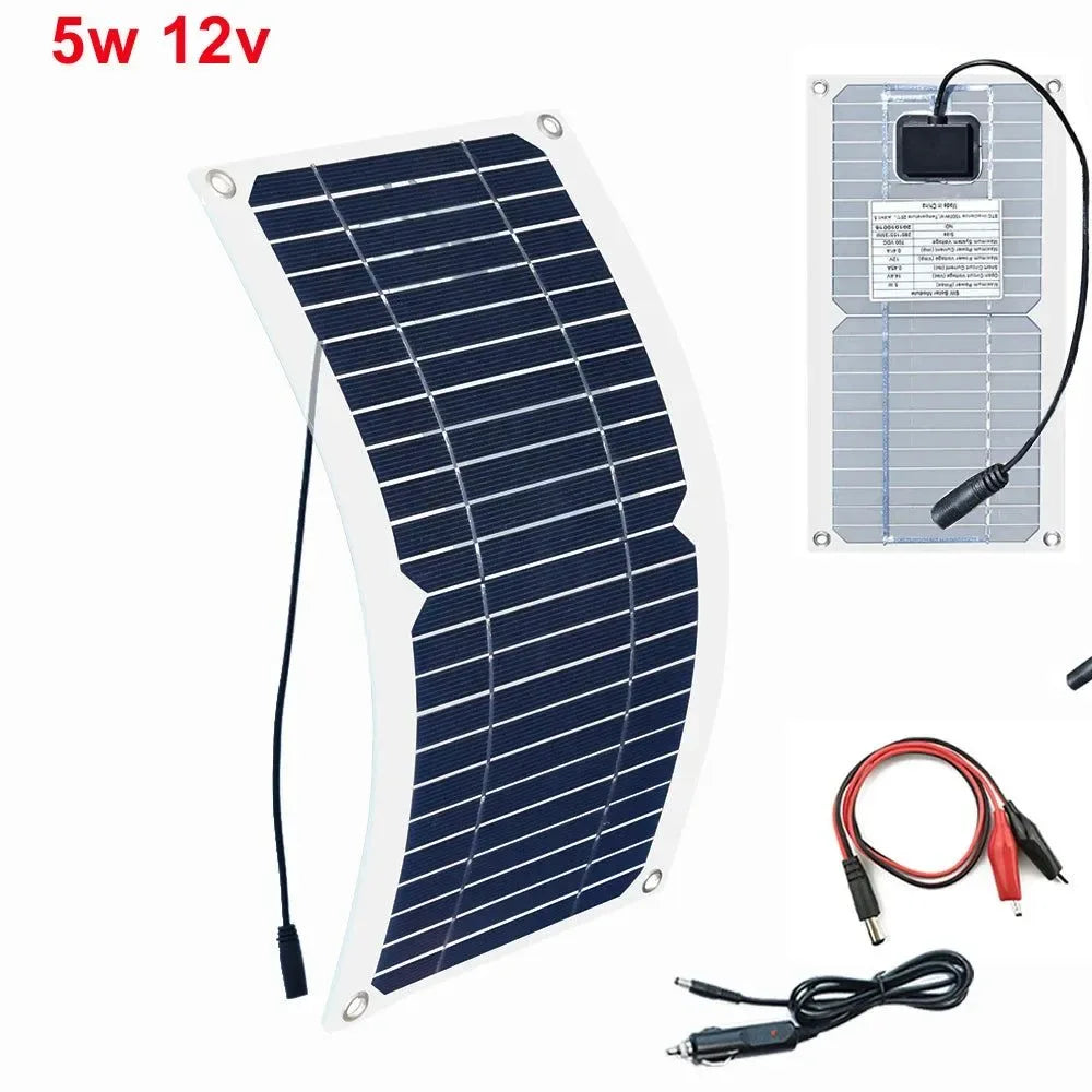 Mini Solar Panel 5W 6V/12V with USB Output - Waterproof Solar Cell for Phone Charging, Power Banks, and Outdoor Activities - Trekker Essentials