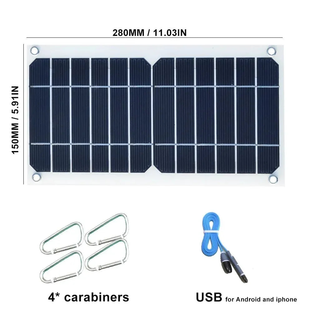 Mini Solar Panel 5W 6V/12V with USB Output - Waterproof Solar Cell for Phone Charging, Power Banks, and Outdoor Activities - Trekker Essentials