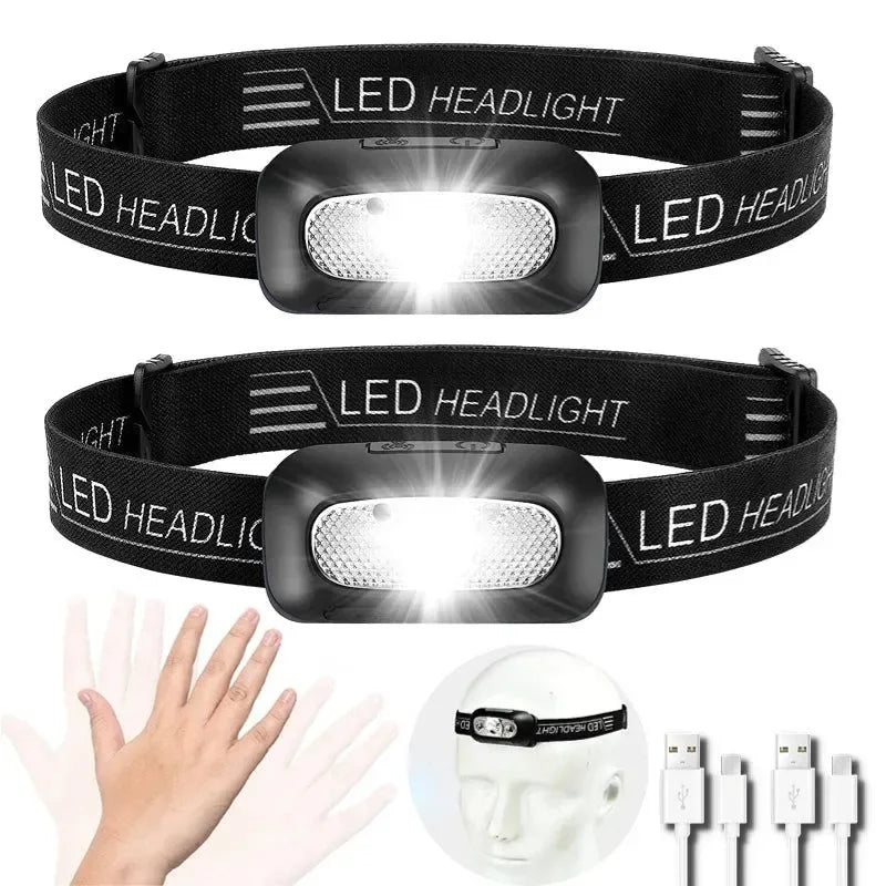 Mini USB Rechargeable Headlamp with Wave Sensor - Trekker Essentials