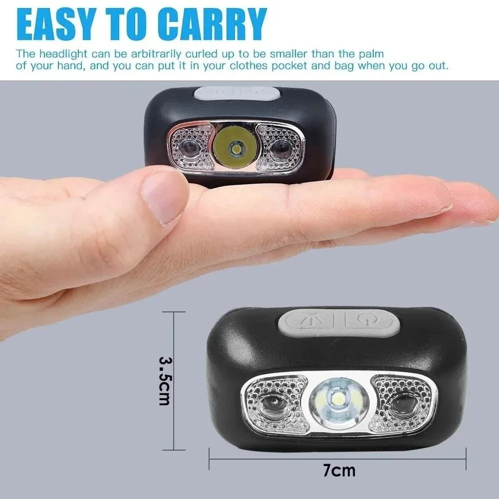 Mini USB Rechargeable Headlamp with Wave Sensor - Trekker Essentials