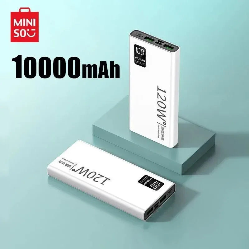 Miniso 120W Super Fast Charging 50000mAh Power Bank - High Capacity Portable Power Supply for Various Mobile Phones - Trekker Essentials