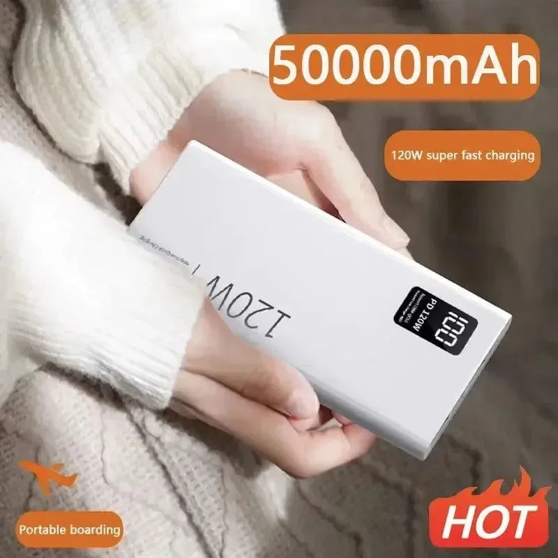 Miniso 120W Super Fast Charging 50000mAh Power Bank - High Capacity Portable Power Supply for Various Mobile Phones - Trekker Essentials