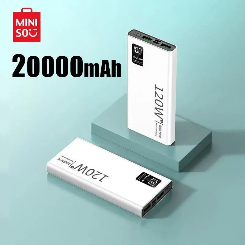 Miniso 120W Super Fast Charging 50000mAh Power Bank - High Capacity Portable Power Supply for Various Mobile Phones - Trekker Essentials
