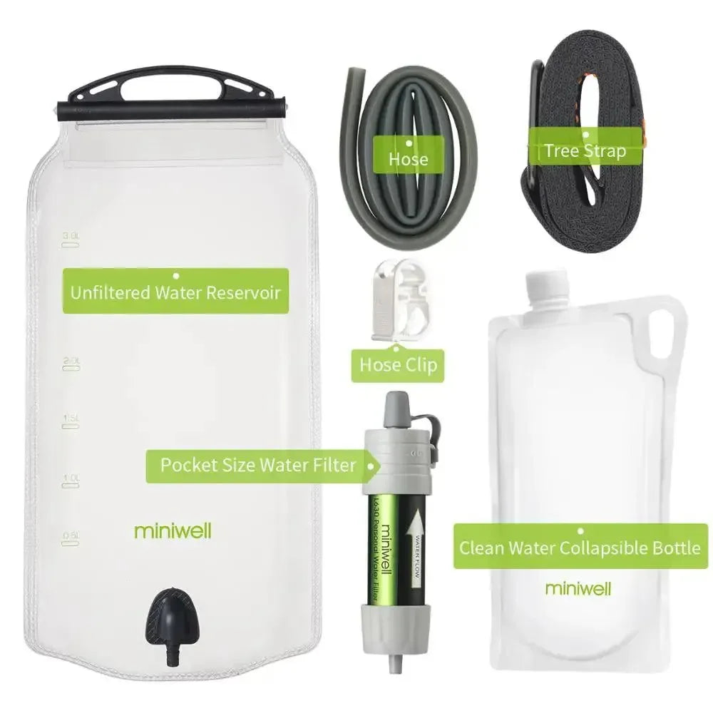Miniwell Water Purifier Straw Filter for Hiking Camping Survival Emergency - Trekker Essentials