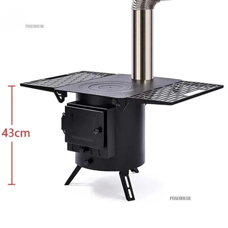 Mobile Wood Burning Heater Stove for Indoor & Outdoor Use - Portable Heating with Cooking Top - Trekker Essentials