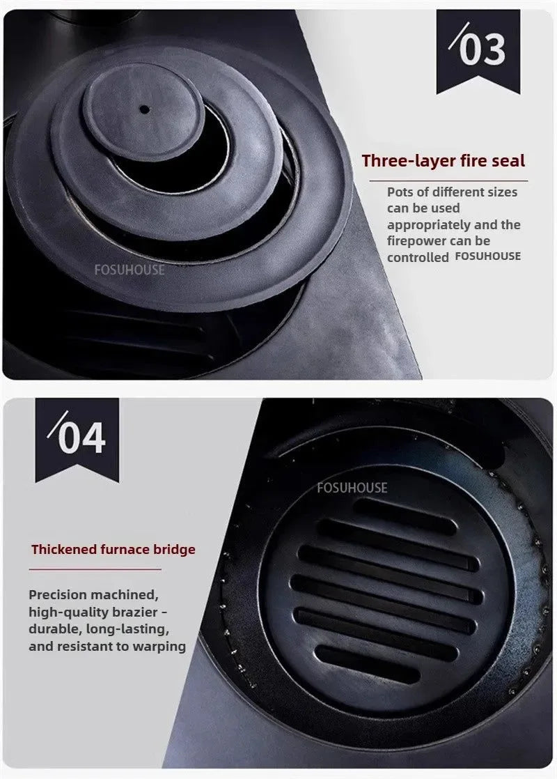 Mobile Wood Burning Heater Stove for Indoor & Outdoor Use - Portable Heating with Cooking Top - Trekker Essentials