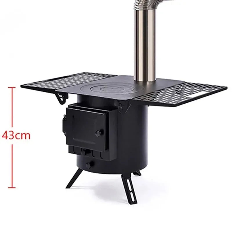 Mobile Wood Burning Heater Stove for Indoor & Outdoor Use - Portable Heating with Cooking Top - Trekker Essentials