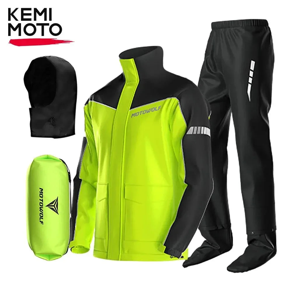 Motorcycle Raincoat Suit - Waterproof Reflective Split Jacket and Pants for Outdoor Activities - Trekker Essentials