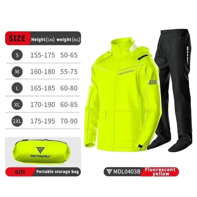 Motorcycle Raincoat Suit - Waterproof Reflective Split Jacket and Pants for Outdoor Activities - Trekker Essentials