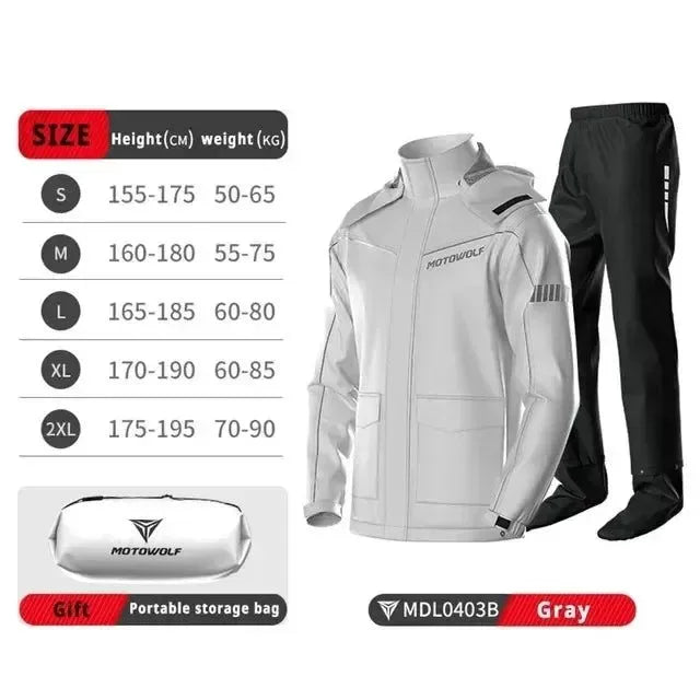 Motorcycle Raincoat Suit - Waterproof Reflective Split Jacket and Pants for Outdoor Activities - Trekker Essentials