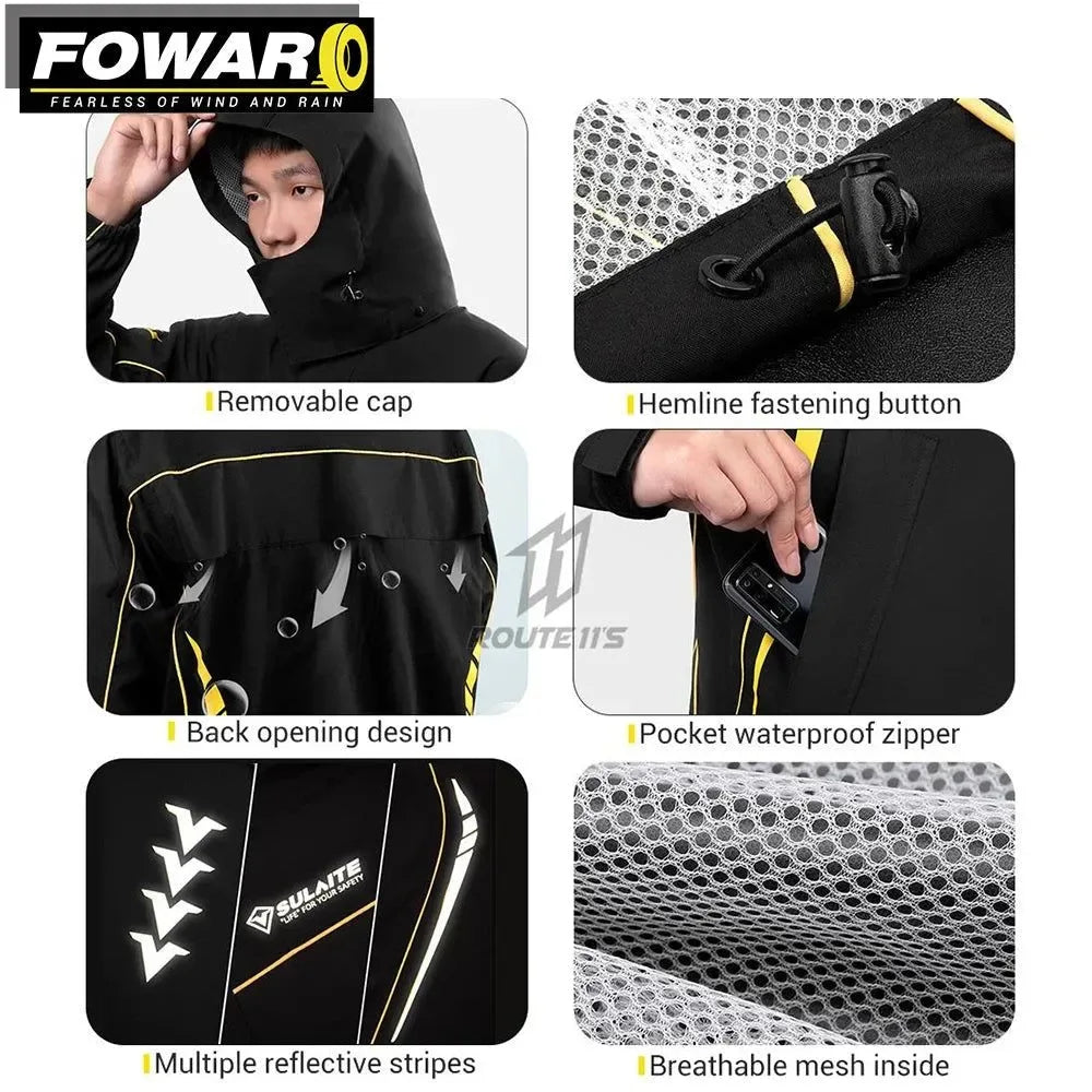 Motorcycle Waterproof Ultra-Thin Reflective Raincoat Set – Breathable and Comfortable - Trekker Essentials