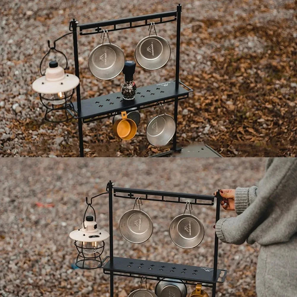 MountainHiker Camping Lantern Stand – Detachable Tabletop & Ground Light Holder, Adjustable Aluminum Alloy Lamp Bracket for Camping, Hiking & BBQ - Trekker Essentials