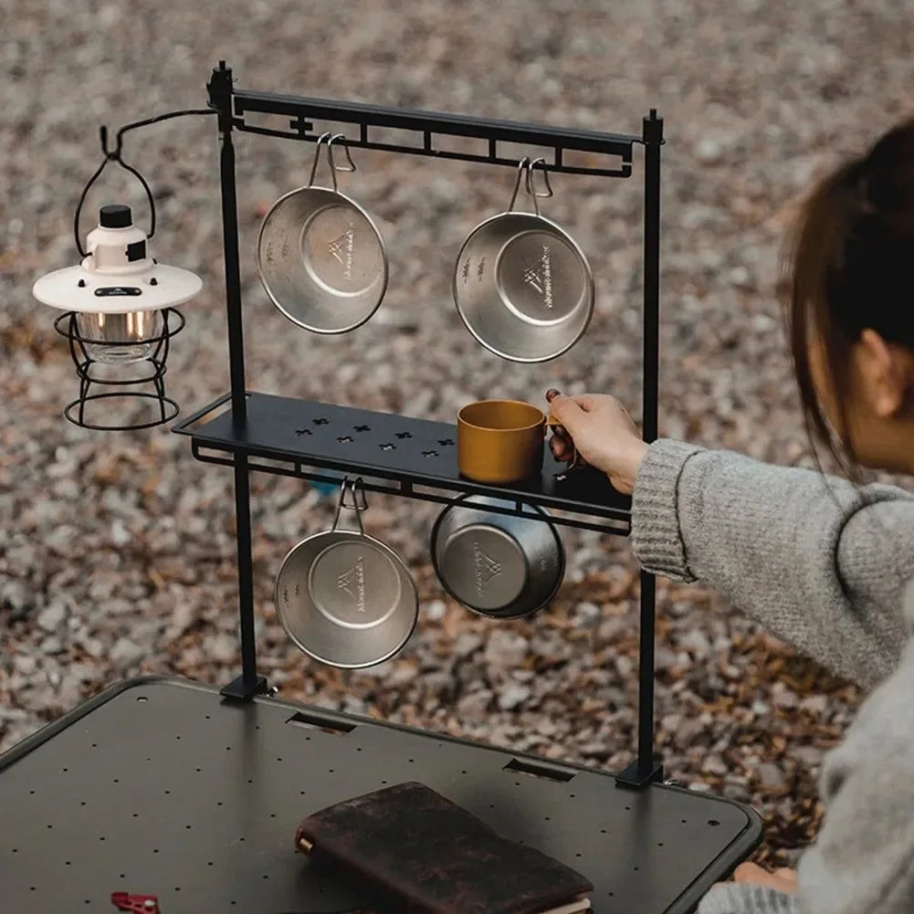 MountainHiker Camping Lantern Stand – Detachable Tabletop & Ground Light Holder, Adjustable Aluminum Alloy Lamp Bracket for Camping, Hiking & BBQ - Trekker Essentials