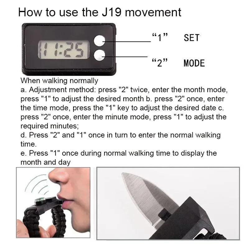 Multi-function 7-in-1 Survival Bracelet - Paracord Bangles with Compass, Whistle for Outdoor Camping, Hiking, Rescue, Emergency - Trekker Essentials
