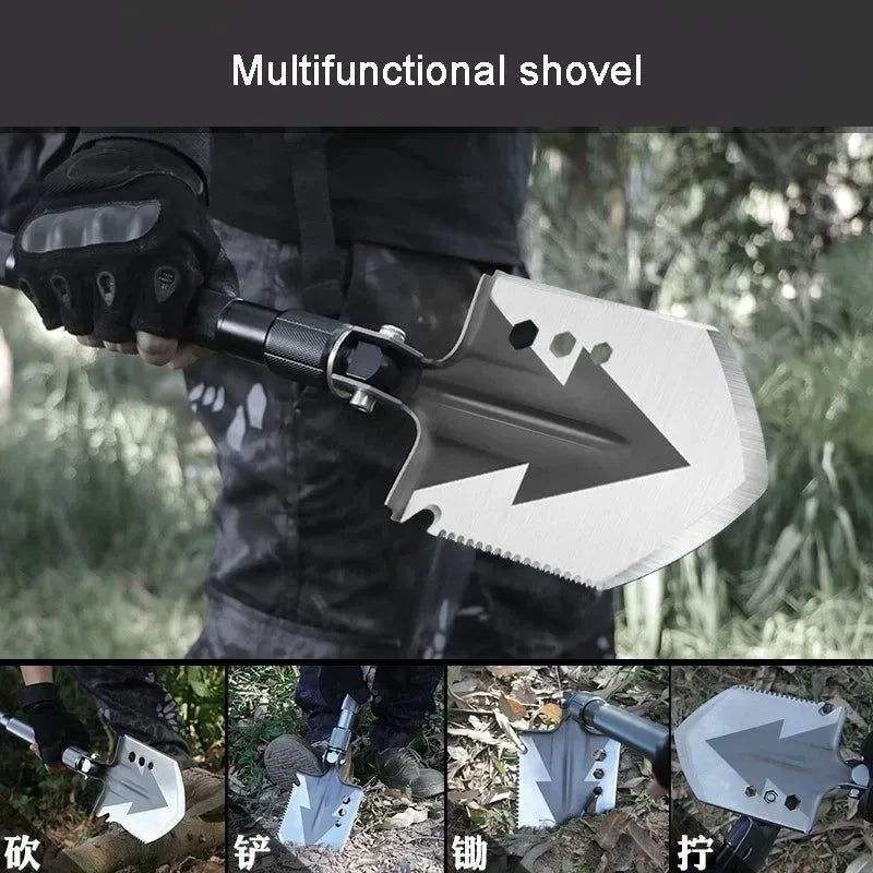 Multi-Functional Foldable Camping Shovel - Portable, Truck Mounted Engineer Shovel with Storage Bag for Outdoor Survival and Self-Defense - Trekker Essentials
