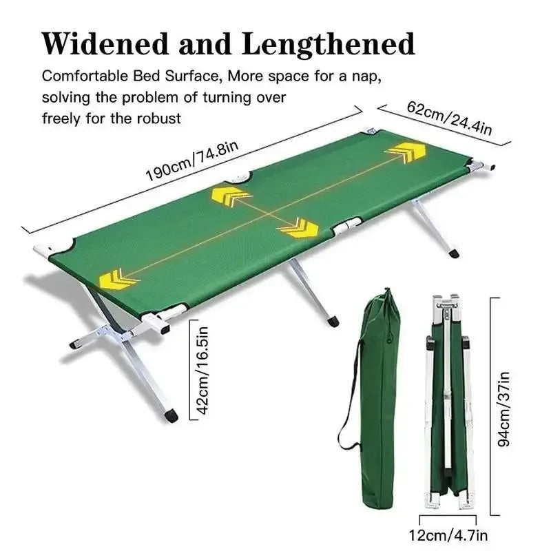 Multifunctional Camping Folding Bed – Portable Iron Cot for Hiking, Travel, and Office Use - Trekker Essentials