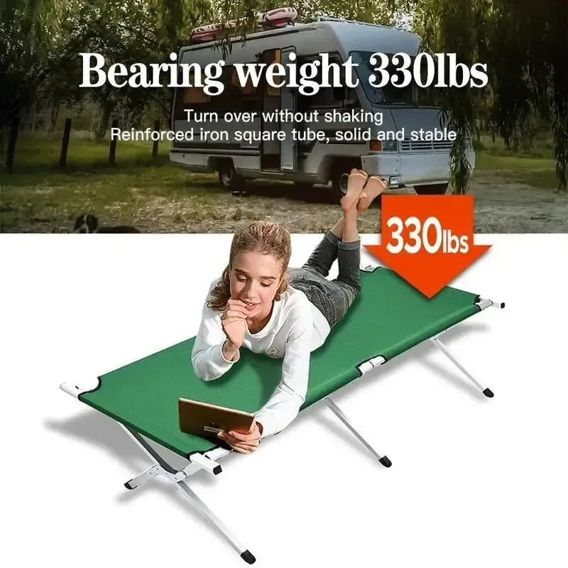 Multifunctional Camping Folding Bed – Portable Iron Cot for Hiking, Travel, and Office Use - Trekker Essentials