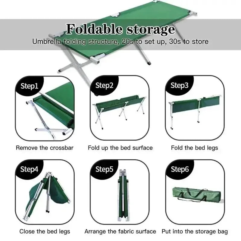 Multifunctional Camping Folding Bed – Portable Iron Cot for Hiking, Travel, and Office Use - Trekker Essentials