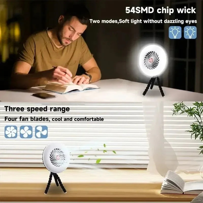 Multifunctional Camping Tool - TYPE-C/Solar Powered Charging LED Camping Light Fan - Trekker Essentials