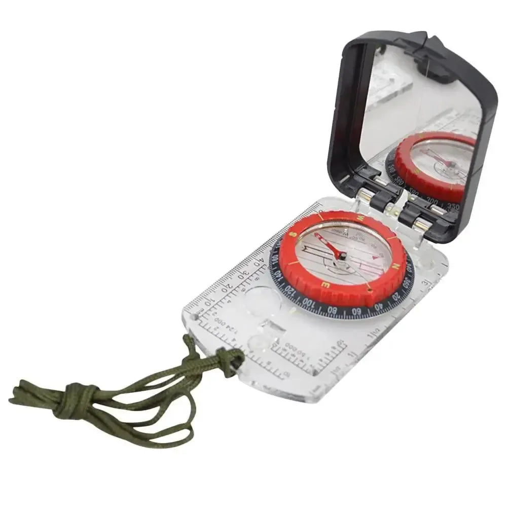 Multifunctional Compass Scale - Map Ruler Mirror Outdoor Guiding Tool with Acrylic Base for Camping and Survival - Trekker Essentials