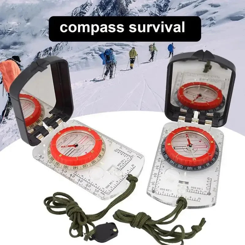 Multifunctional Compass Scale - Map Ruler Mirror Outdoor Guiding Tool with Acrylic Base for Camping and Survival - Trekker Essentials