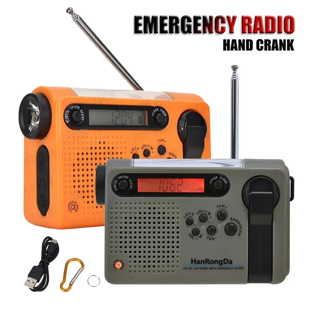 Multifunctional Full Band Solar Powered AM/FM/SW Weather Radio - Emergency LED Flashlight Lamp and Power Bank for Cell Phone Outdoor - Trekker Essentials
