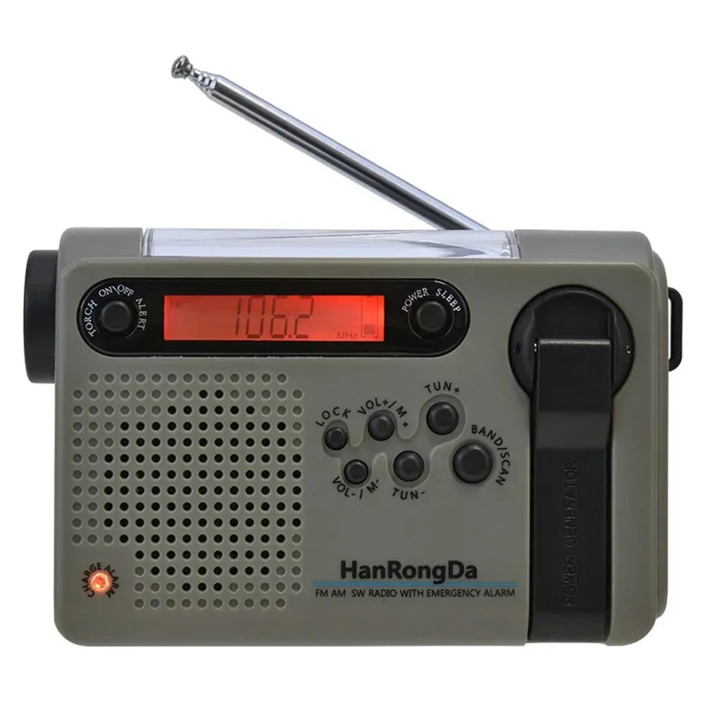 Multifunctional Full Band Solar Powered AM/FM/SW Weather Radio - Emergency LED Flashlight Lamp and Power Bank for Cell Phone Outdoor - Trekker Essentials