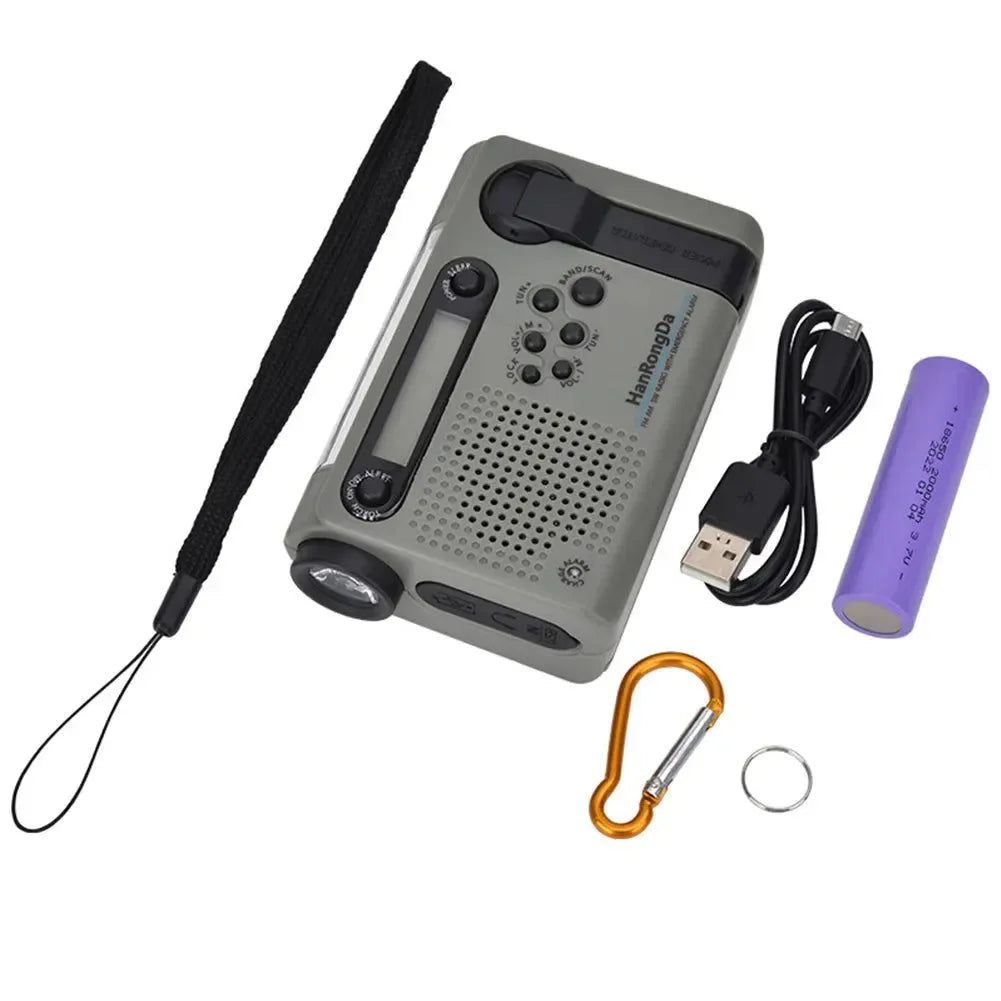 Multifunctional Full Band Solar Powered AM/FM/SW Weather Radio - Emergency LED Flashlight Lamp and Power Bank for Cell Phone Outdoor - Trekker Essentials