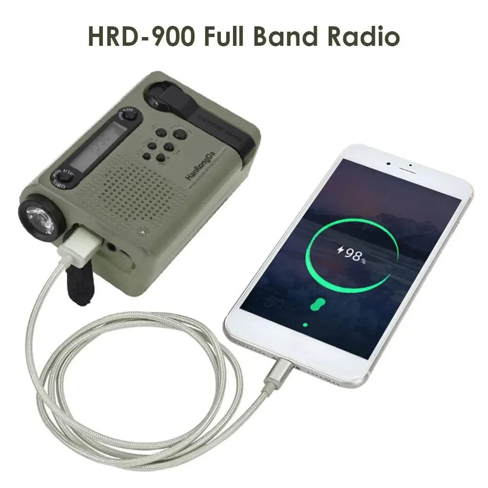 Multifunctional Full Band Solar Powered AM/FM/SW Weather Radio - Emergency LED Flashlight Lamp and Power Bank for Cell Phone Outdoor - Trekker Essentials