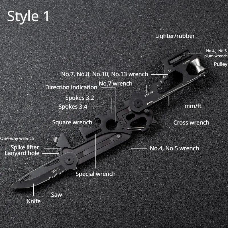 Multifunctional Outdoor Pocket Tool Combination Card with Tactical Knife - Trekker Essentials