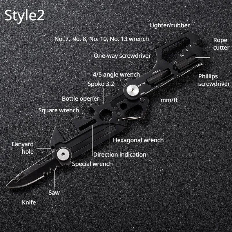 Multifunctional Outdoor Pocket Tool Combination Card with Tactical Knife - Trekker Essentials