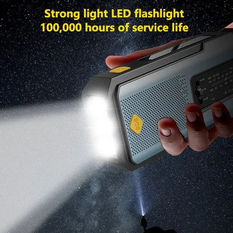 Multifunctional Solar USB Charging Radio - FM, AM, WB Emergency with LED Flashlight & Power Bank (2000mAh) - Trekker Essentials