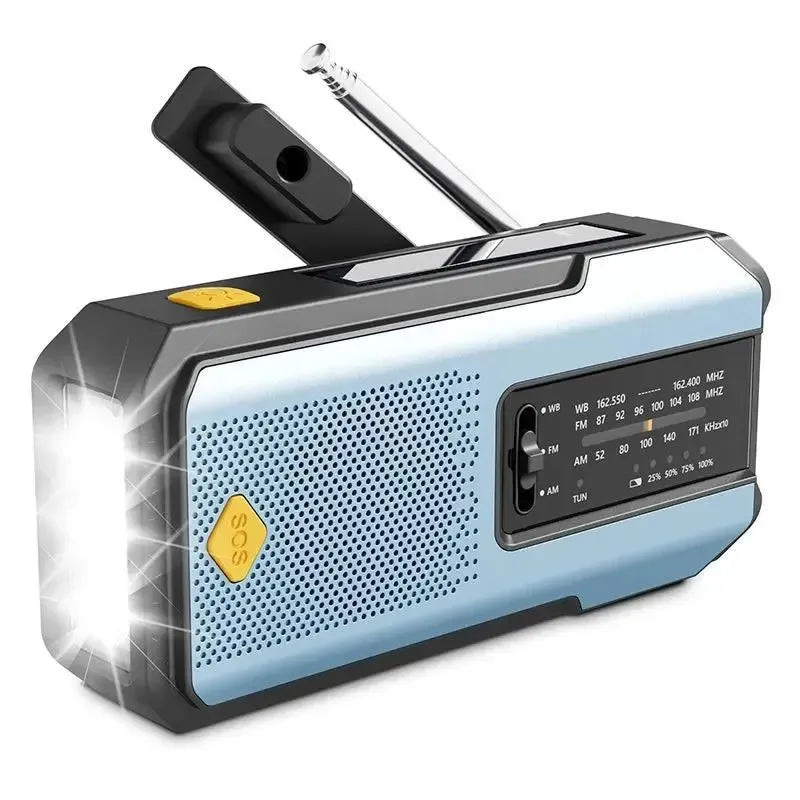 Multifunctional Solar USB Charging Radio - FM, AM, WB Emergency with LED Flashlight & Power Bank (2000mAh) - Trekker Essentials