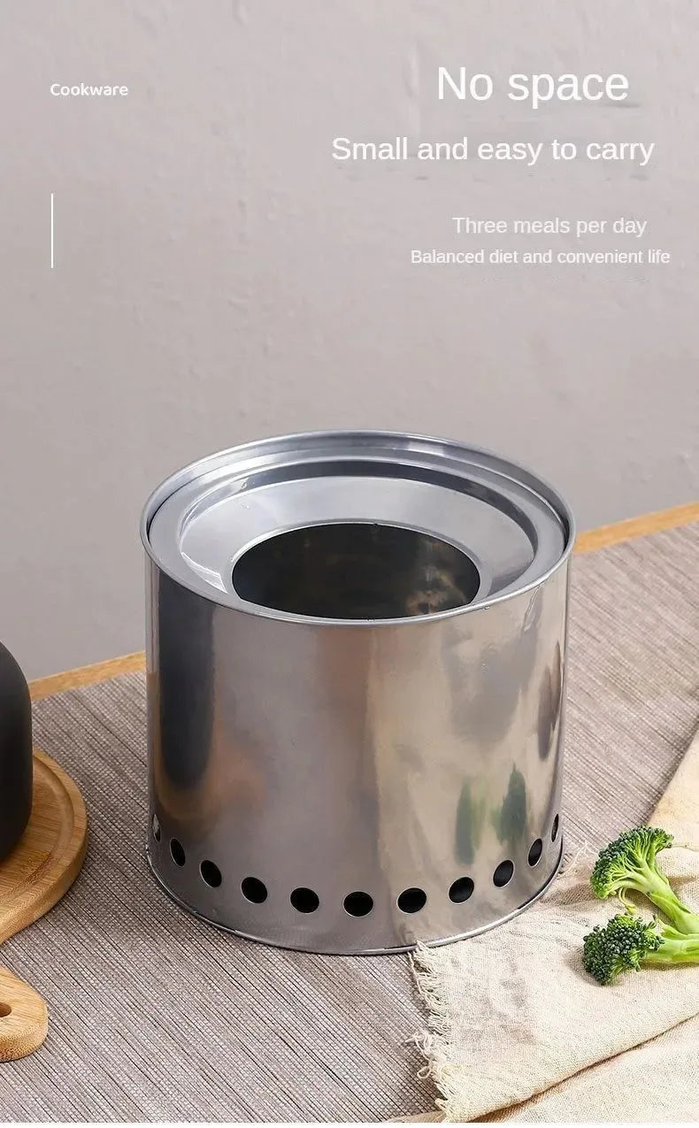 Multifunctional Stainless Steel Wood Stove | Portable Outdoor Heater & Barbecue Grill for Camping - Trekker Essentials