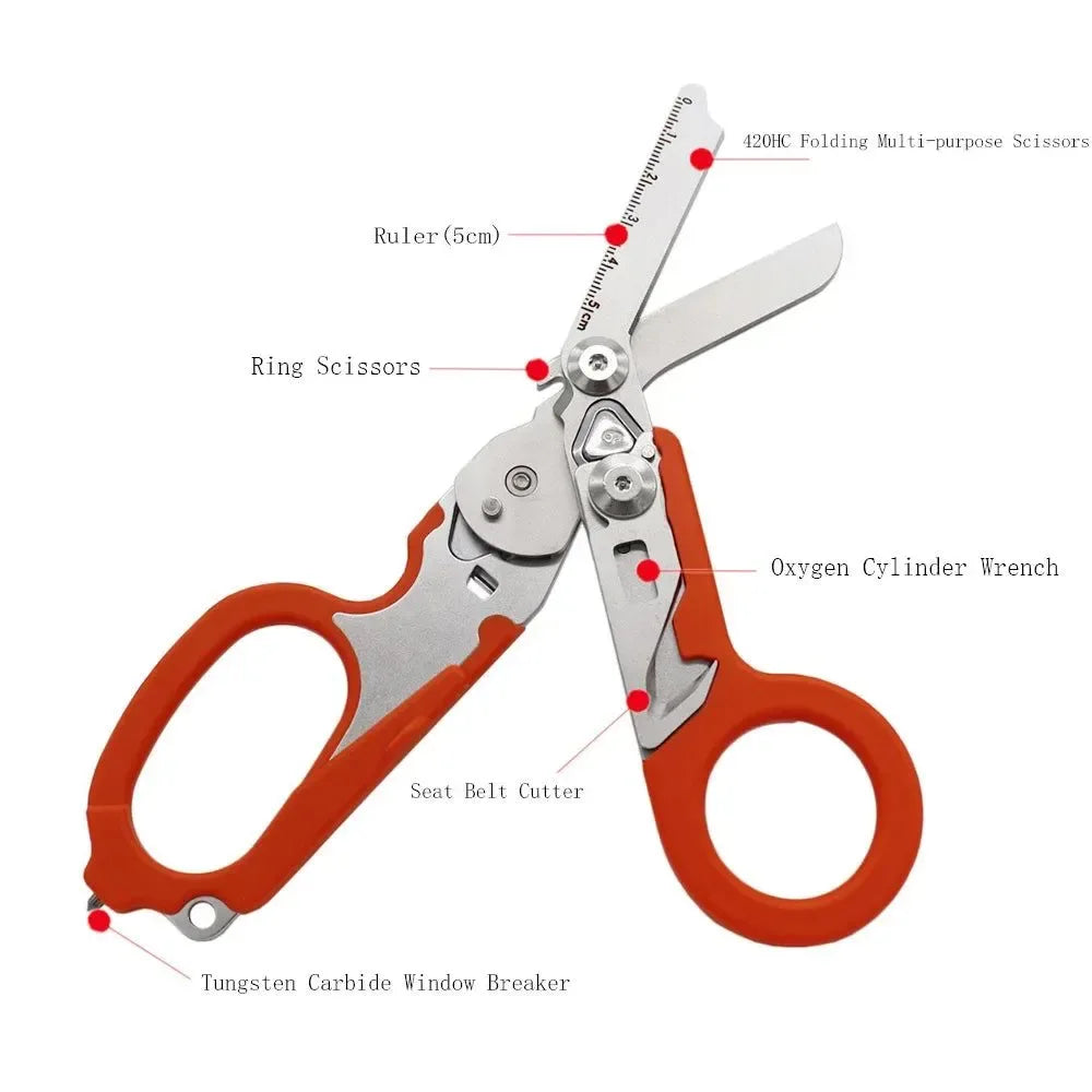 Multifunctional Tactical Folding Scissors | First Aid Gear and Survival Tools | Camping and Hunting Equipment - Trekker Essentials