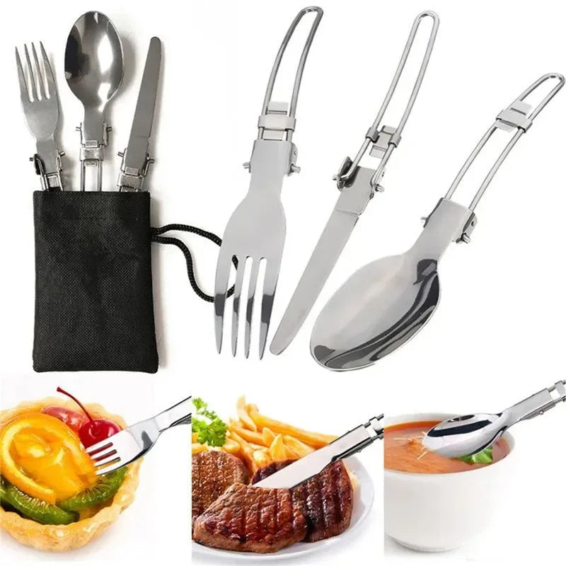 Nature Hike Portable Camping Cookware Set with Mini Gas Stove: Complete Picnic Cooking Kit - Trekker Essentials