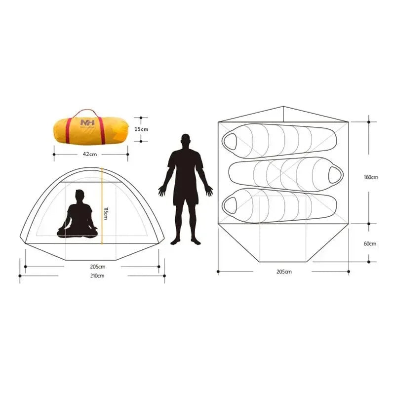 NatureHike 3-4 Person Double Layer Camping Tent - Trekker Essentials