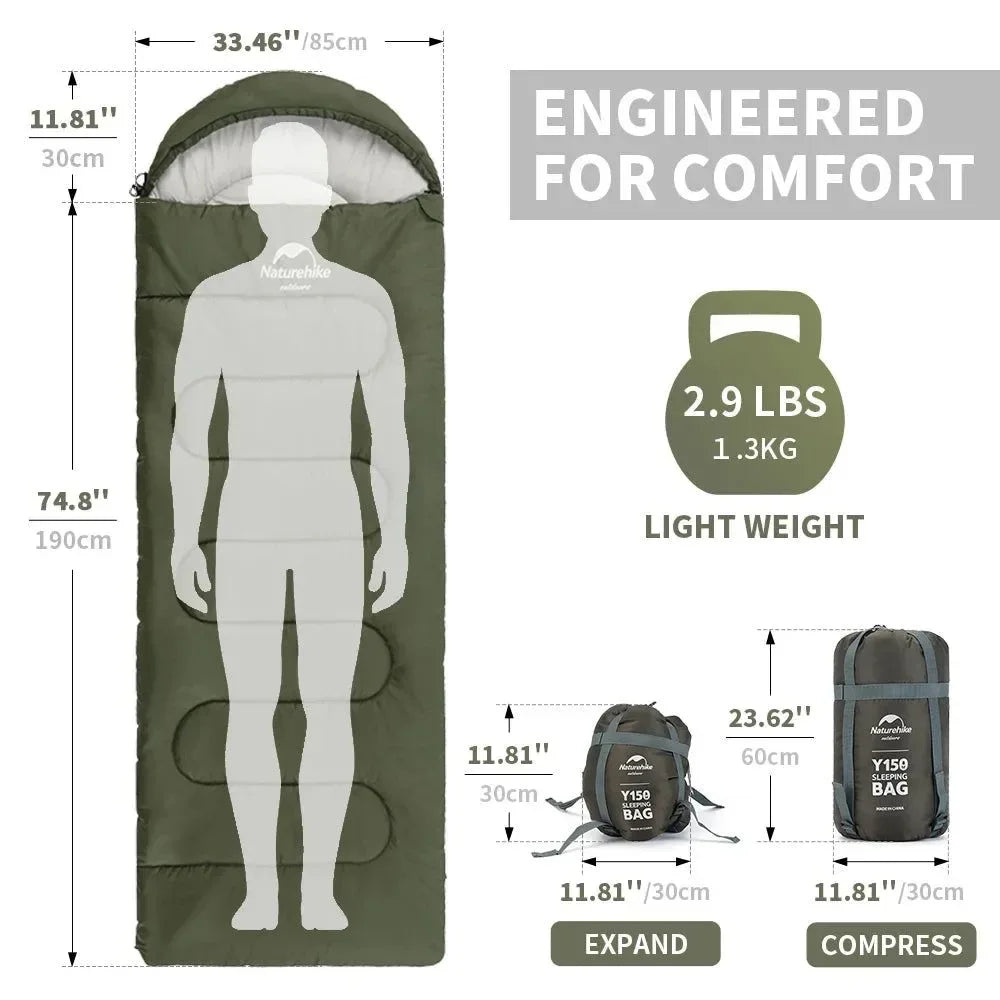 Naturehike Y150 Sleeping Bags Ultralight Cotton Sleeping BagOutdoor Camping Home Leisure Sleeping Bag Hiking Sleeping Bag - Trekker Essentials