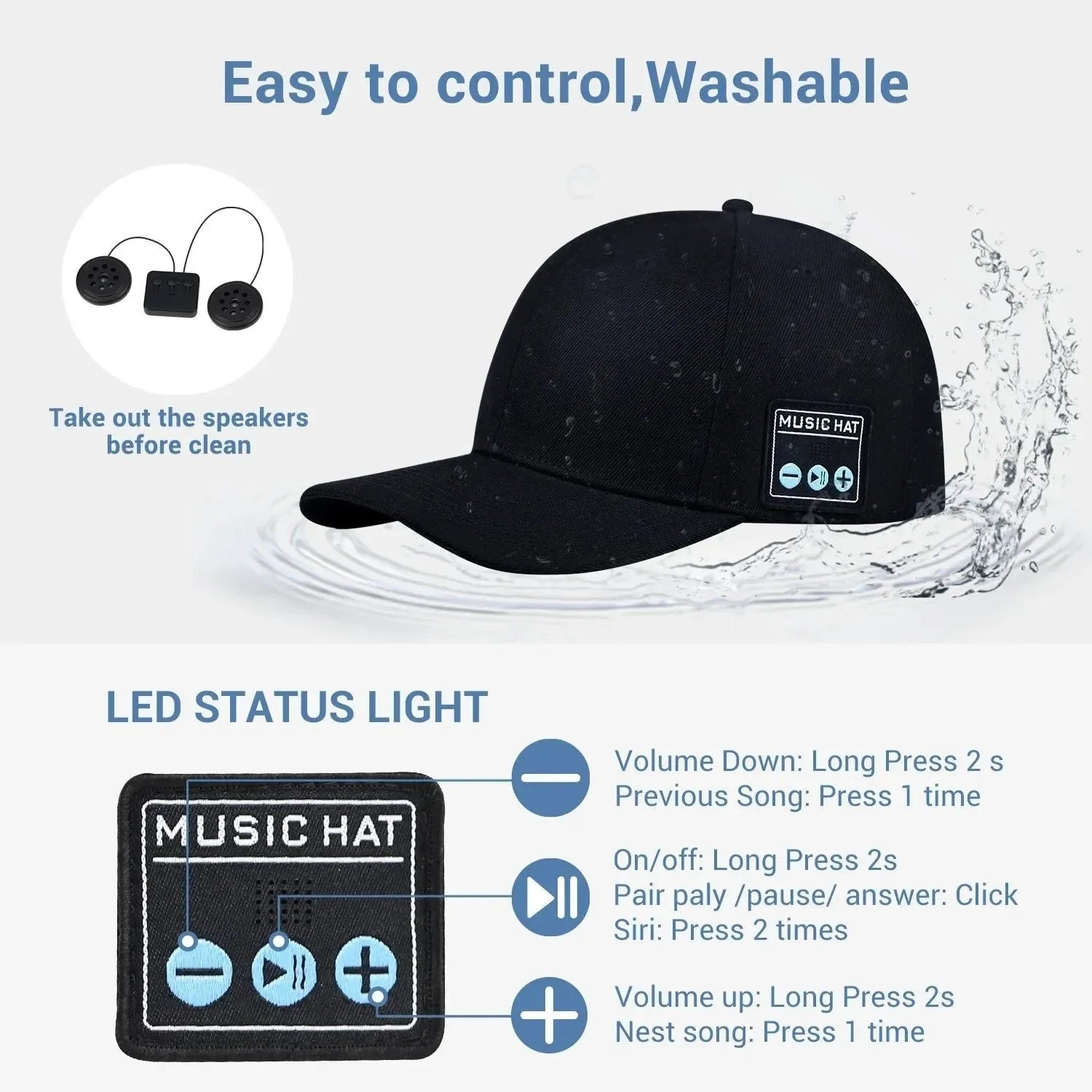 NEW Adjustable Bluetooth Hat with Wireless Smart Speakerphone Cap for Outdoor Sports - Trekker Essentials