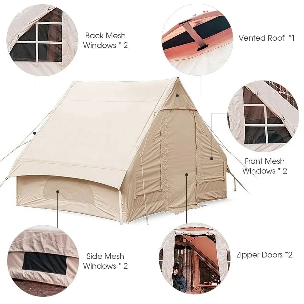 New Large Camping Tent: Waterproof Inflatable Tent House for Family Hiking, Camping, Backpacking, and Beach Trips - Trekker Essentials