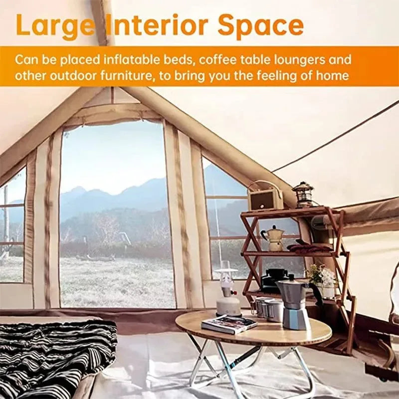 New Large Camping Tent: Waterproof Inflatable Tent House for Family Hiking, Camping, Backpacking, and Beach Trips - Trekker Essentials
