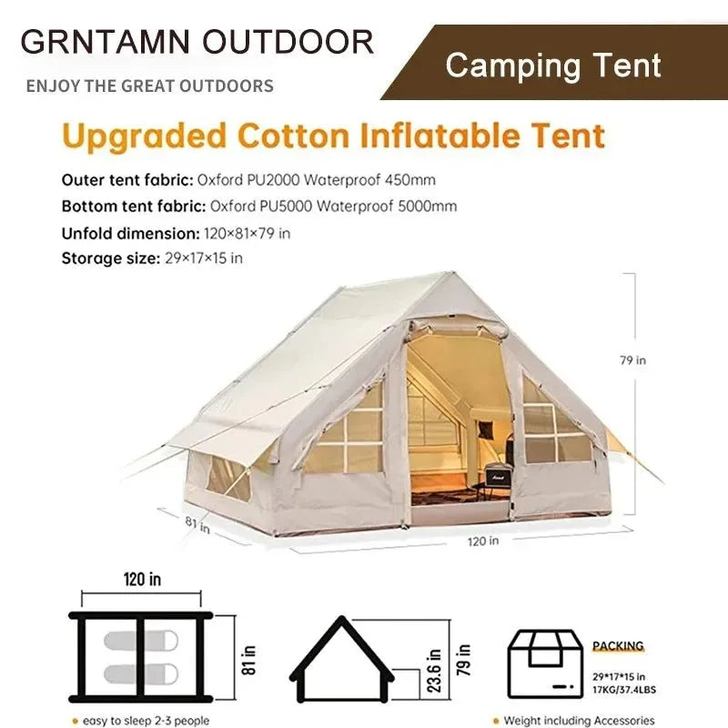 Large Waterproof Inflatable Camping Tent | Family Hiking Beach