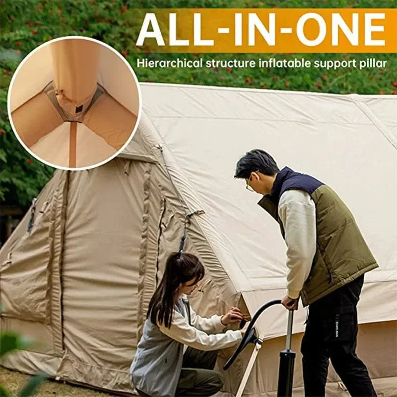 New Large Camping Tent: Waterproof Inflatable Tent House for Family Hiking, Camping, Backpacking, and Beach Trips - Trekker Essentials