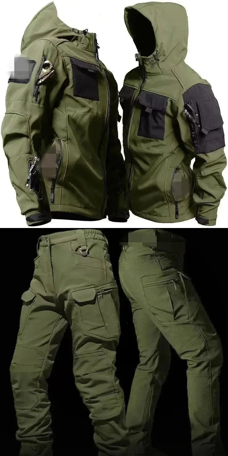 New Men's Winter Velvet Thickened Outdoor Invader Soft Shell Tactics Windproof and Waterproof Mountaineering Charge Set - Trekker Essentials